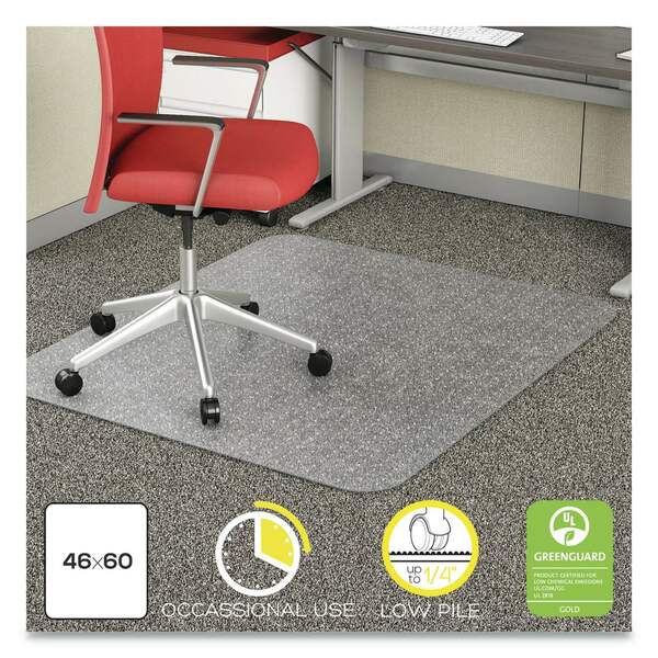 Deflecto Occasional Use Chair Mat, Low Pile Carpet, Roll, 46 x 60, Rect, Clear CM11442FCOM